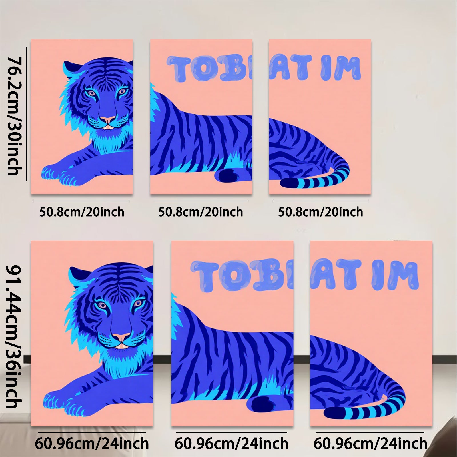 2D flat 1pc majestic blue tiger wall art canvas prints for living room bedroom decor farmhouse style modern minimalist gallery wrapped timeless statement piece