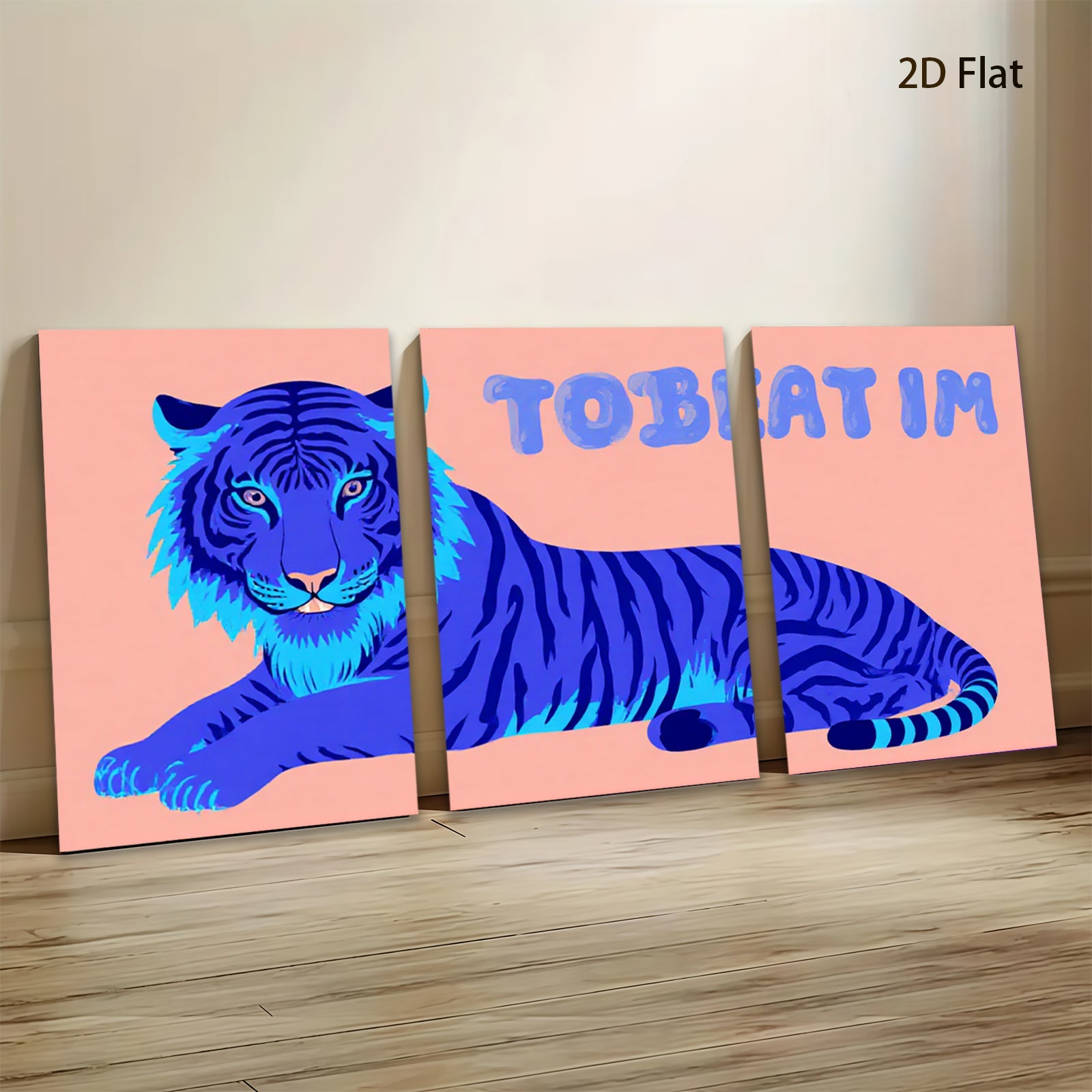 2D flat 1pc majestic blue tiger wall art canvas prints for living room bedroom decor farmhouse style modern minimalist gallery wrapped timeless statement piece