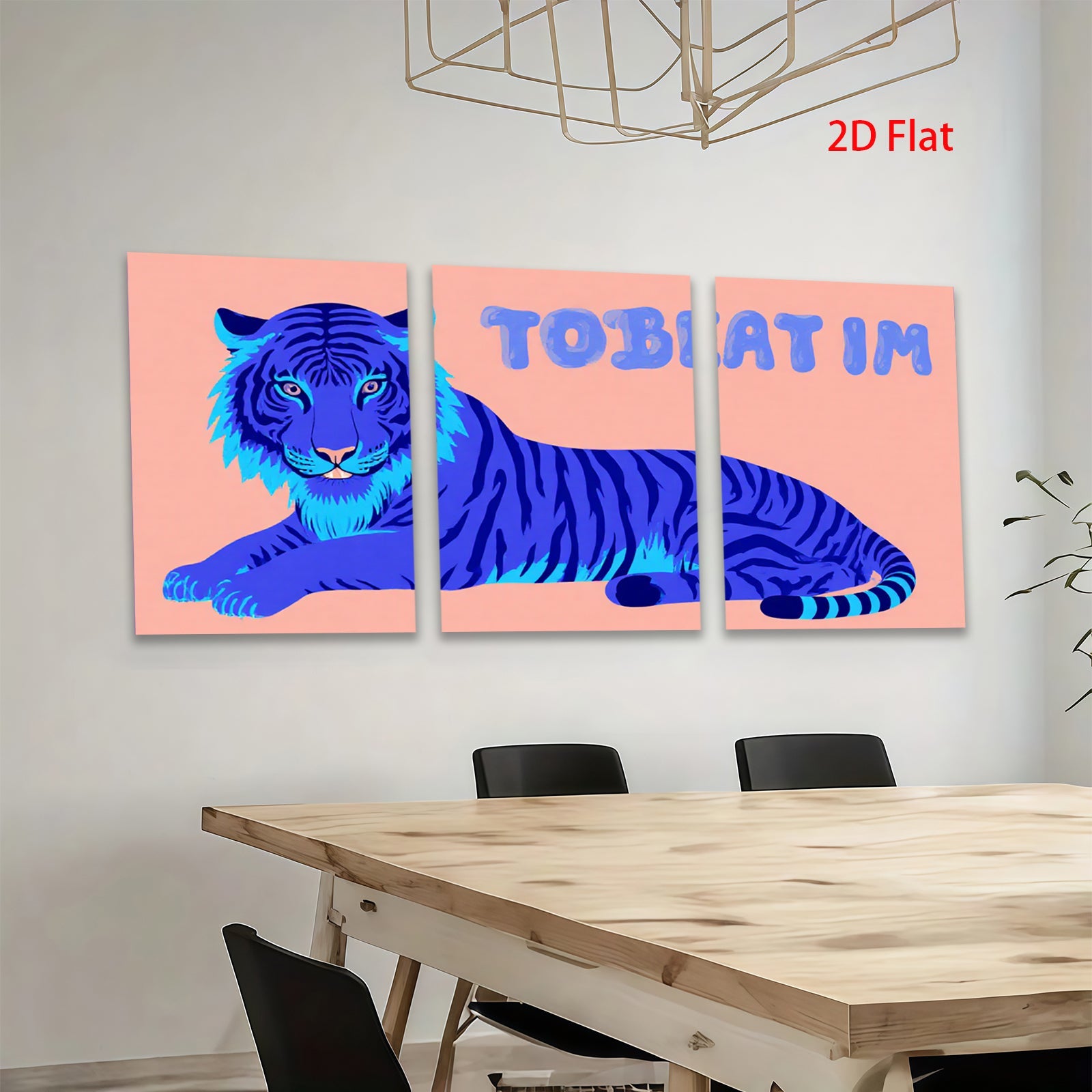 2D flat 1pc majestic blue tiger wall art canvas prints for living room bedroom decor farmhouse style modern minimalist gallery wrapped timeless statement piece