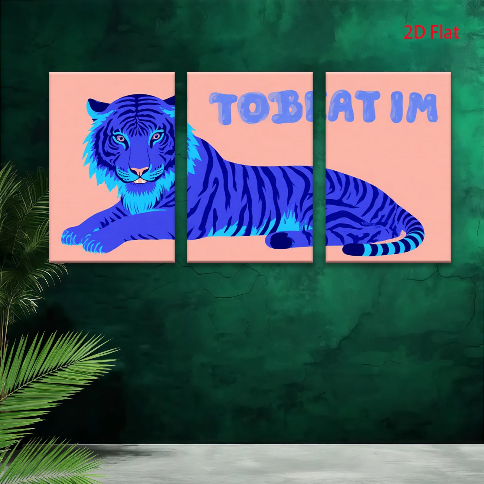 2D flat 1pc majestic blue tiger wall art canvas prints for living room bedroom decor farmhouse style modern minimalist gallery wrapped timeless statement piece