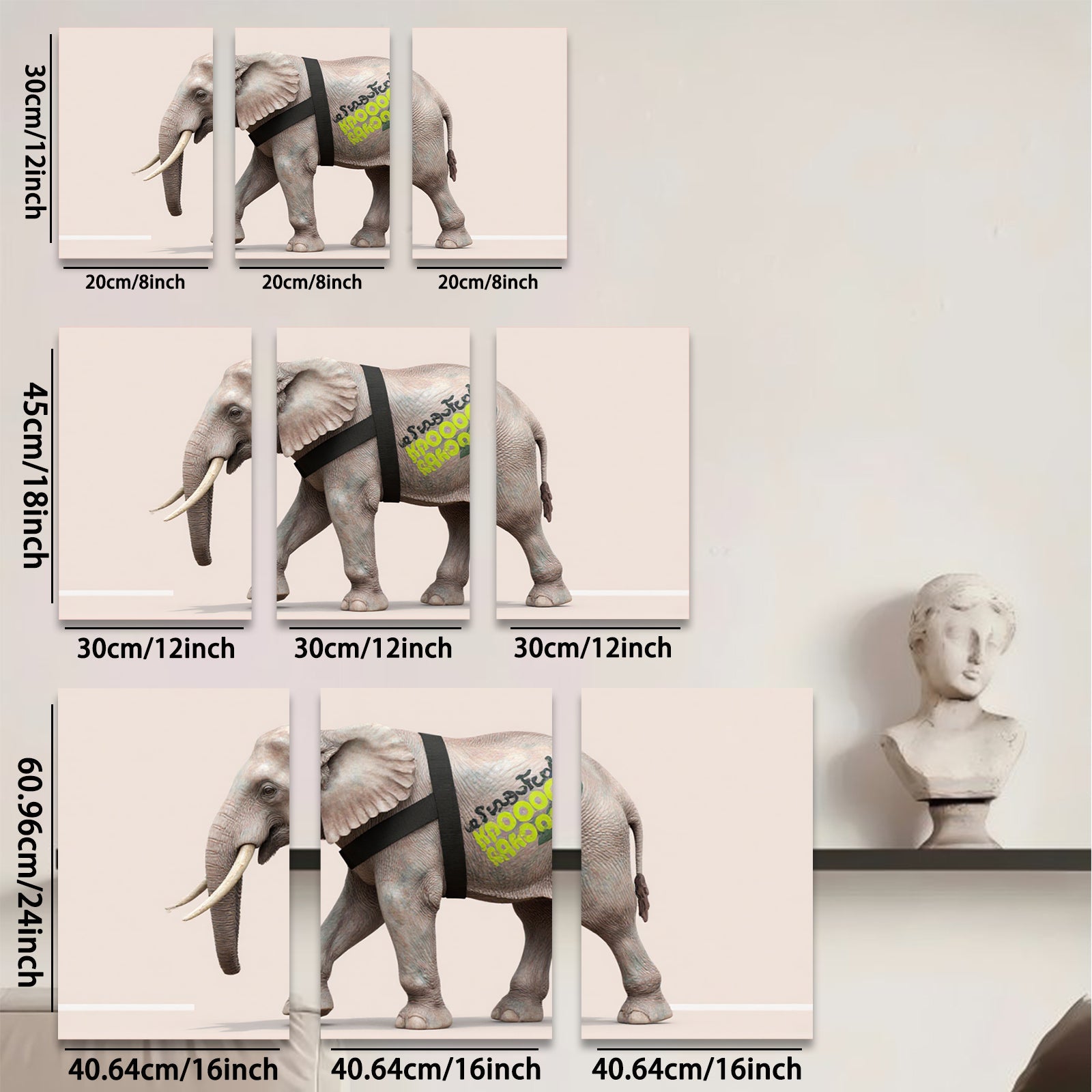 2D flat 1pc majestic elephant portrait canvas art prints for living room bedroom office wall decor farmhouse style modern minimalist gallery wrapped