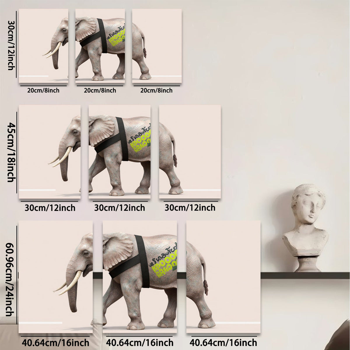 2D flat 1pc majestic elephant portrait canvas art prints for living room bedroom office wall decor farmhouse style modern minimalist gallery wrapped