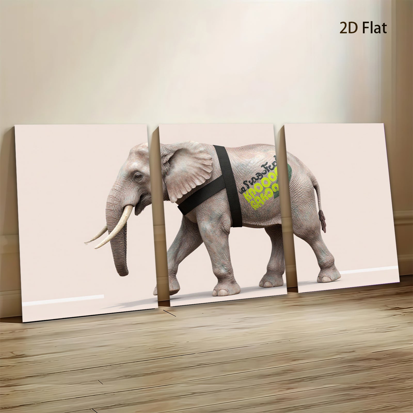 2D flat 1pc majestic elephant portrait canvas art prints for living room bedroom office wall decor farmhouse style modern minimalist gallery wrapped
