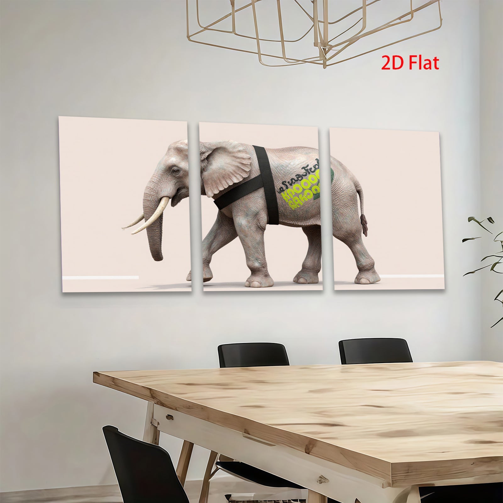 2D flat 1pc majestic elephant portrait canvas art prints for living room bedroom office wall decor farmhouse style modern minimalist gallery wrapped