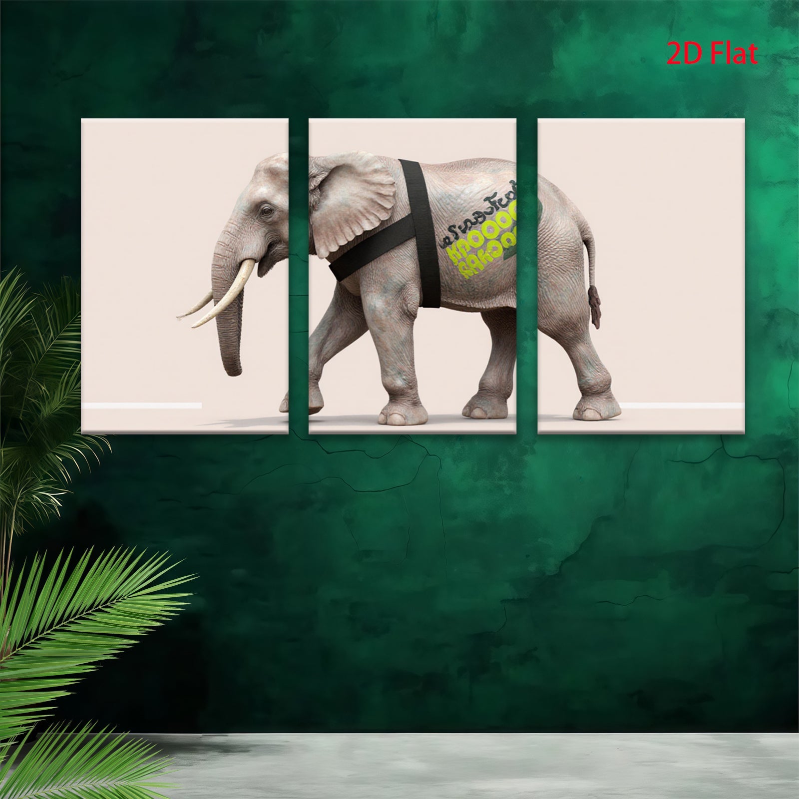 2D flat 1pc majestic elephant portrait canvas art prints for living room bedroom office wall decor farmhouse style modern minimalist gallery wrapped