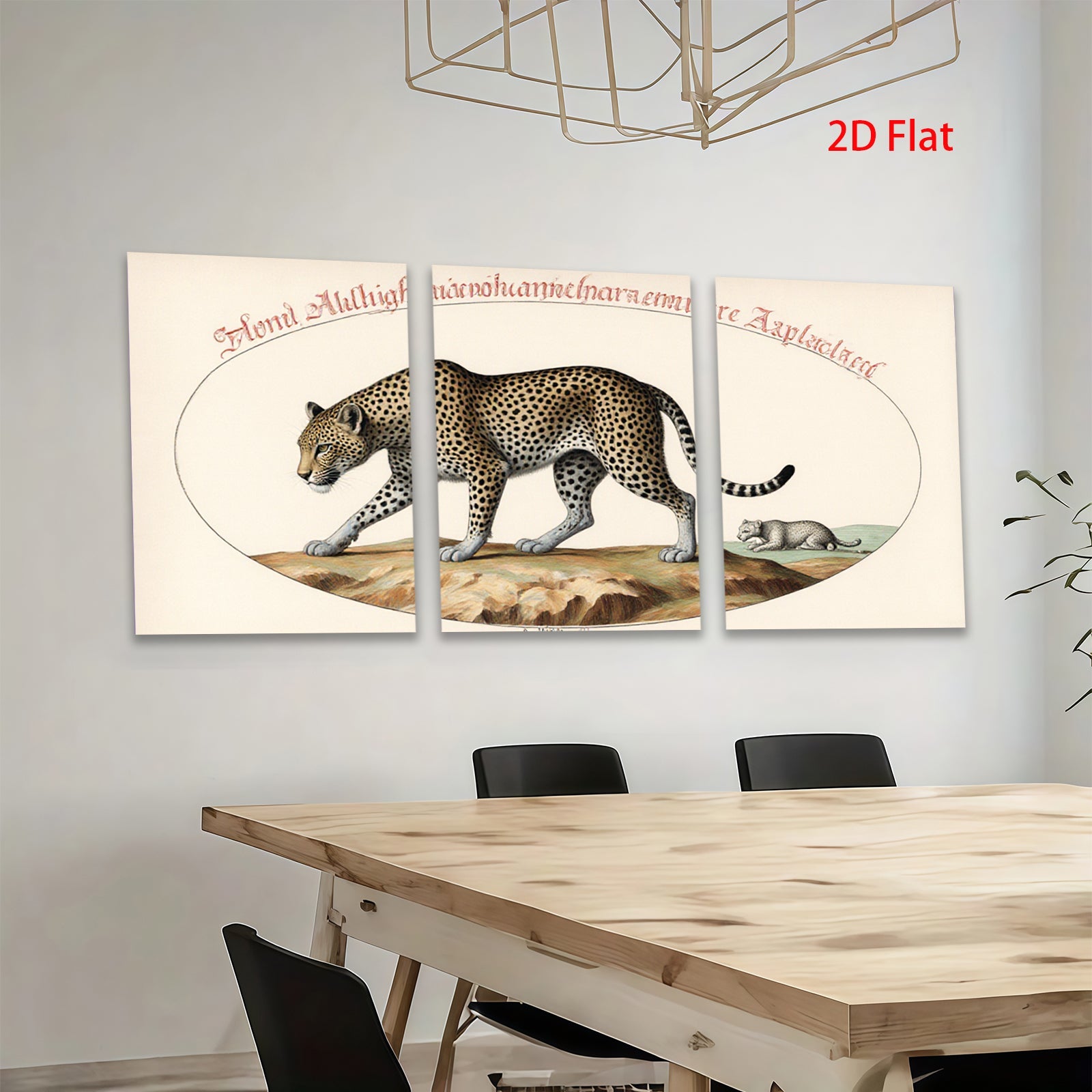 2D flat 1pc majestic leopard wildlife print canvas wall art home decor bedroom living room gallery wrapped modern farmhouse style
