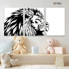 2D flat 1pc majestic lion portrait wall art canvas prints for living room bedroom home decor farmhouse style modern minimalist gallery wrapped stretched framed ready to hang