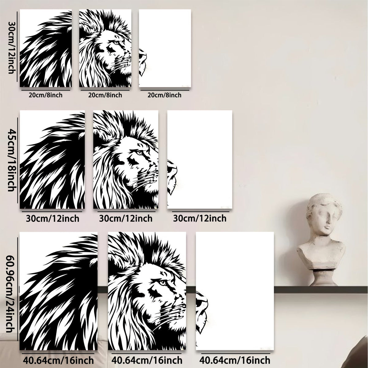2D flat 1pc majestic lion portrait wall art canvas prints for living room bedroom home decor farmhouse style modern minimalist gallery wrapped stretched framed ready to hang