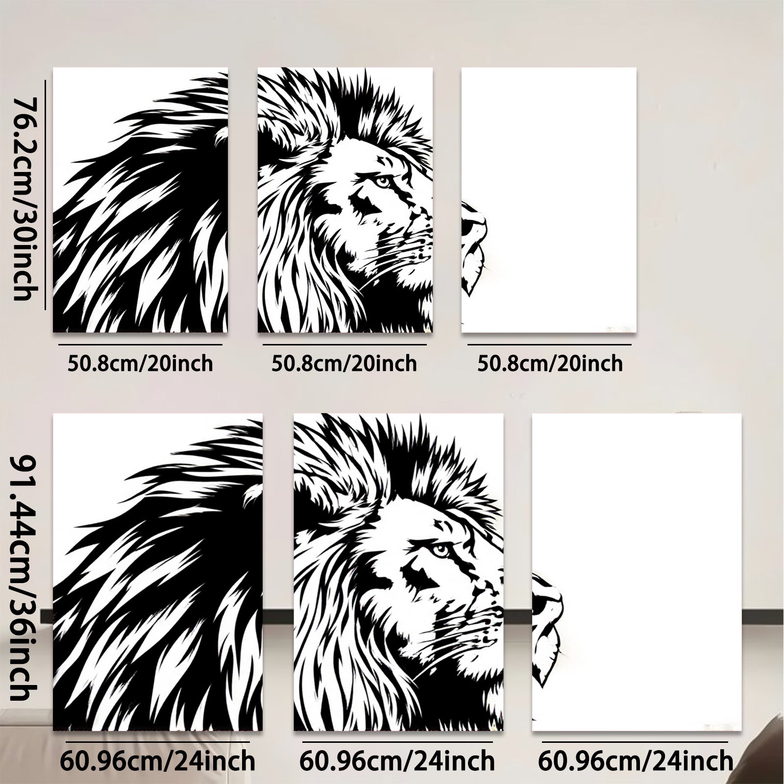 2D flat 1pc majestic lion portrait wall art canvas prints for living room bedroom home decor farmhouse style modern minimalist gallery wrapped stretched framed ready to hang