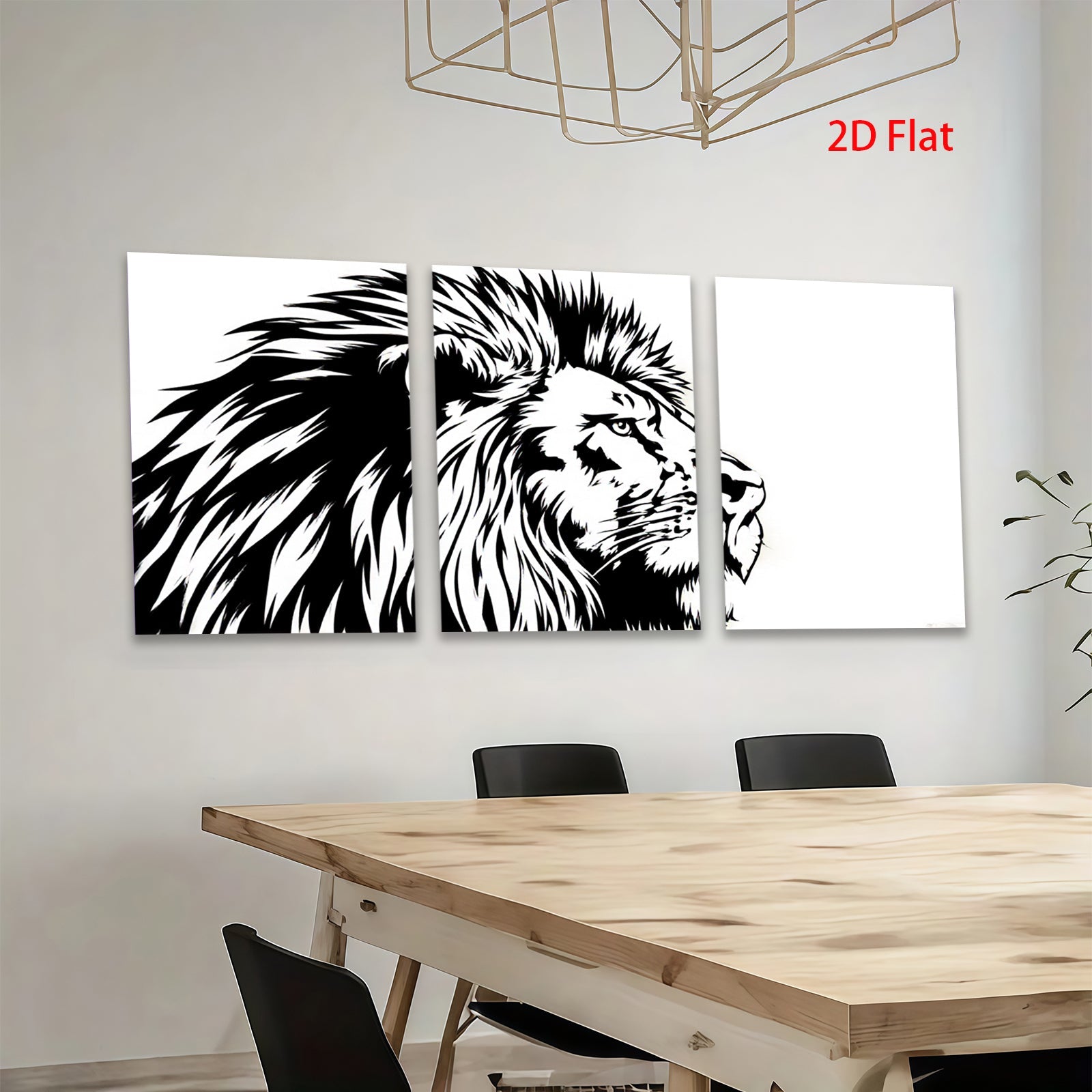 2D flat 1pc majestic lion portrait wall art canvas prints for living room bedroom home decor farmhouse style modern minimalist gallery wrapped stretched framed ready to hang