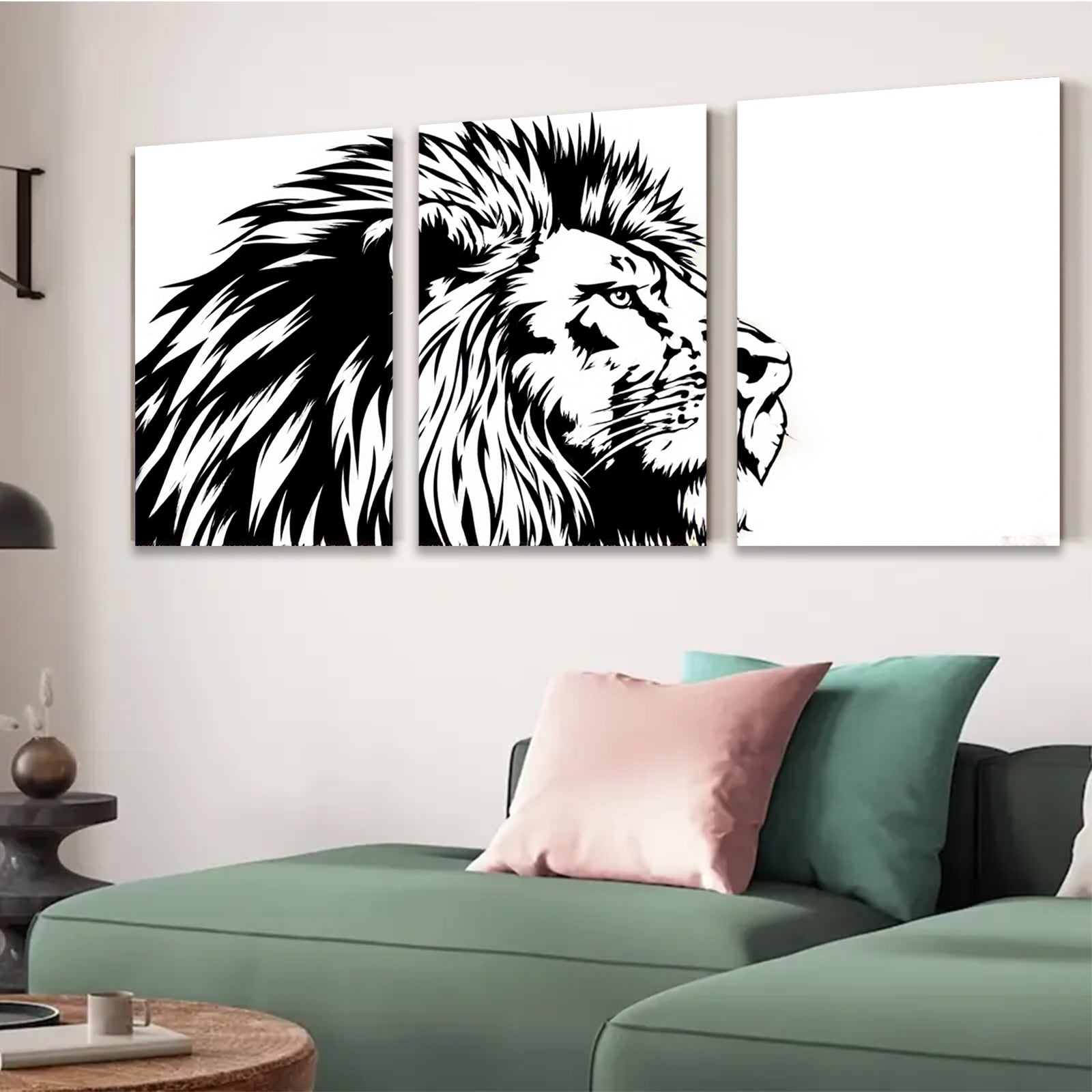 2D flat 1pc majestic lion portrait wall art canvas prints for living room bedroom home decor farmhouse style modern minimalist gallery wrapped stretched framed ready to hang