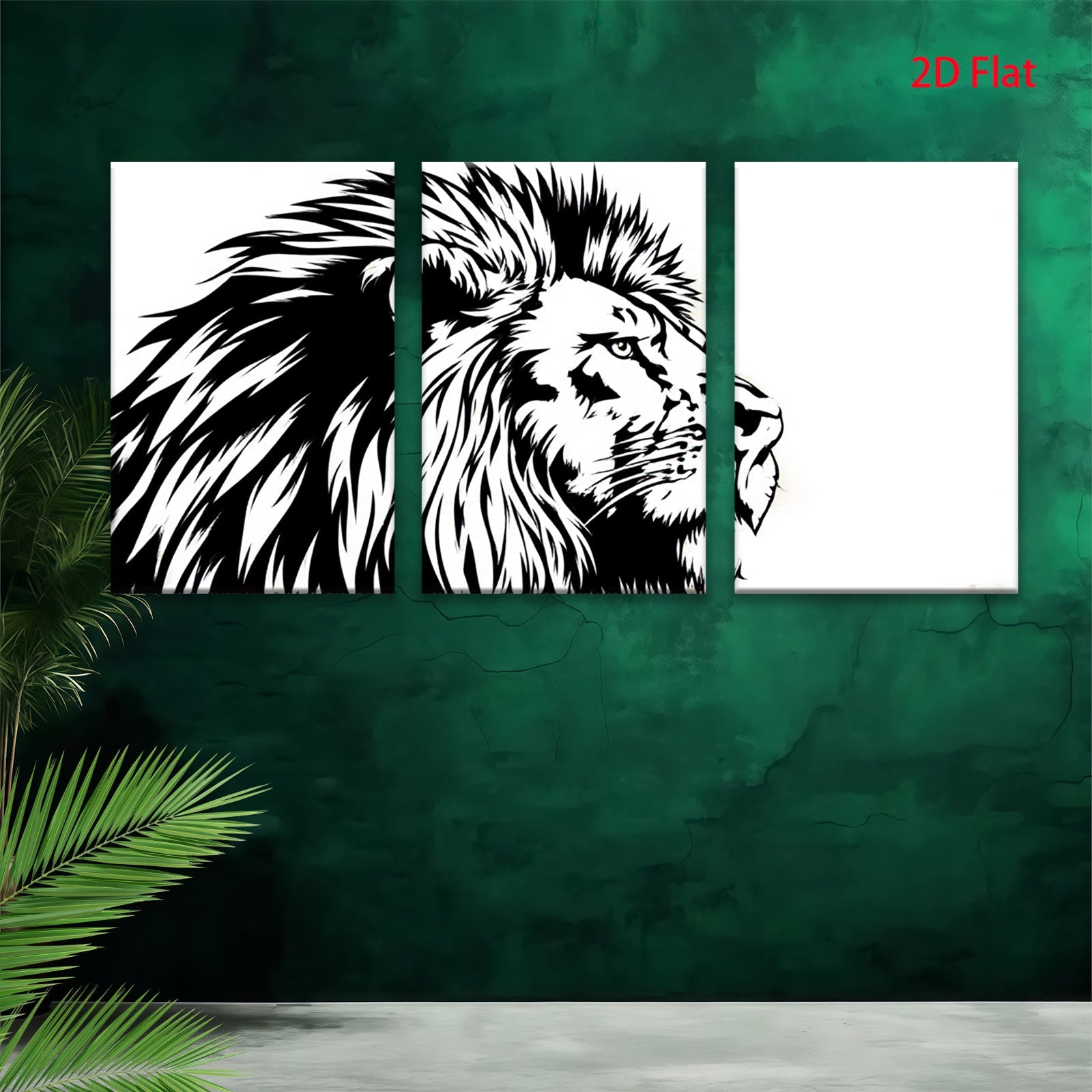 2D flat 1pc majestic lion portrait wall art canvas prints for living room bedroom home decor farmhouse style modern minimalist gallery wrapped stretched framed ready to hang