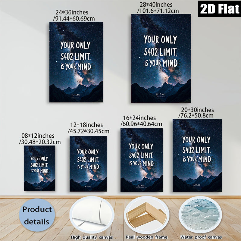 2D flat 1pc majestic mountain night sky wall art canvas prints for living room bedroom home office decor inspirational gifts farmhouse style modern aesthetic