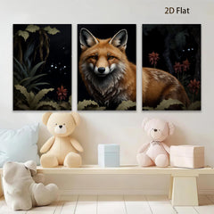 2D flat 1pc majestic red fox portrait woodland animal art canvas wall decor living room bedroom farmhouse style modern minimalist cozy gallery wrapped