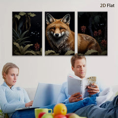 2D flat 1pc majestic red fox portrait woodland animal art canvas wall decor living room bedroom farmhouse style modern minimalist cozy gallery wrapped