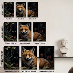 2D flat 1pc majestic red fox portrait woodland animal art canvas wall decor living room bedroom farmhouse style modern minimalist cozy gallery wrapped