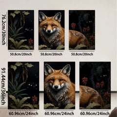 2D flat 1pc majestic red fox portrait woodland animal art canvas wall decor living room bedroom farmhouse style modern minimalist cozy gallery wrapped