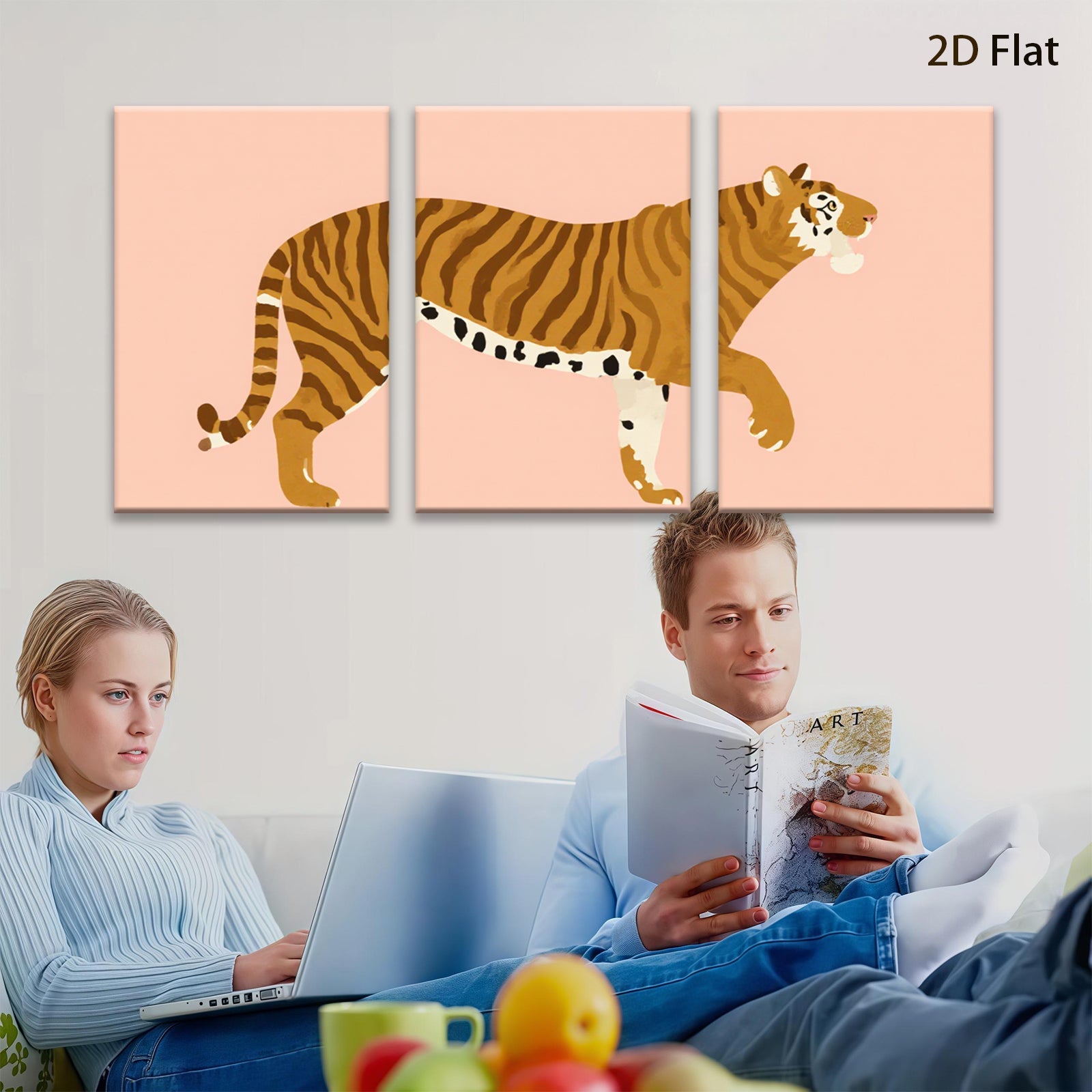2D flat 1pc majestic tiger wall art canvas prints for living room bedroom office modern farmhouse decor gallery wrapped timeless statement