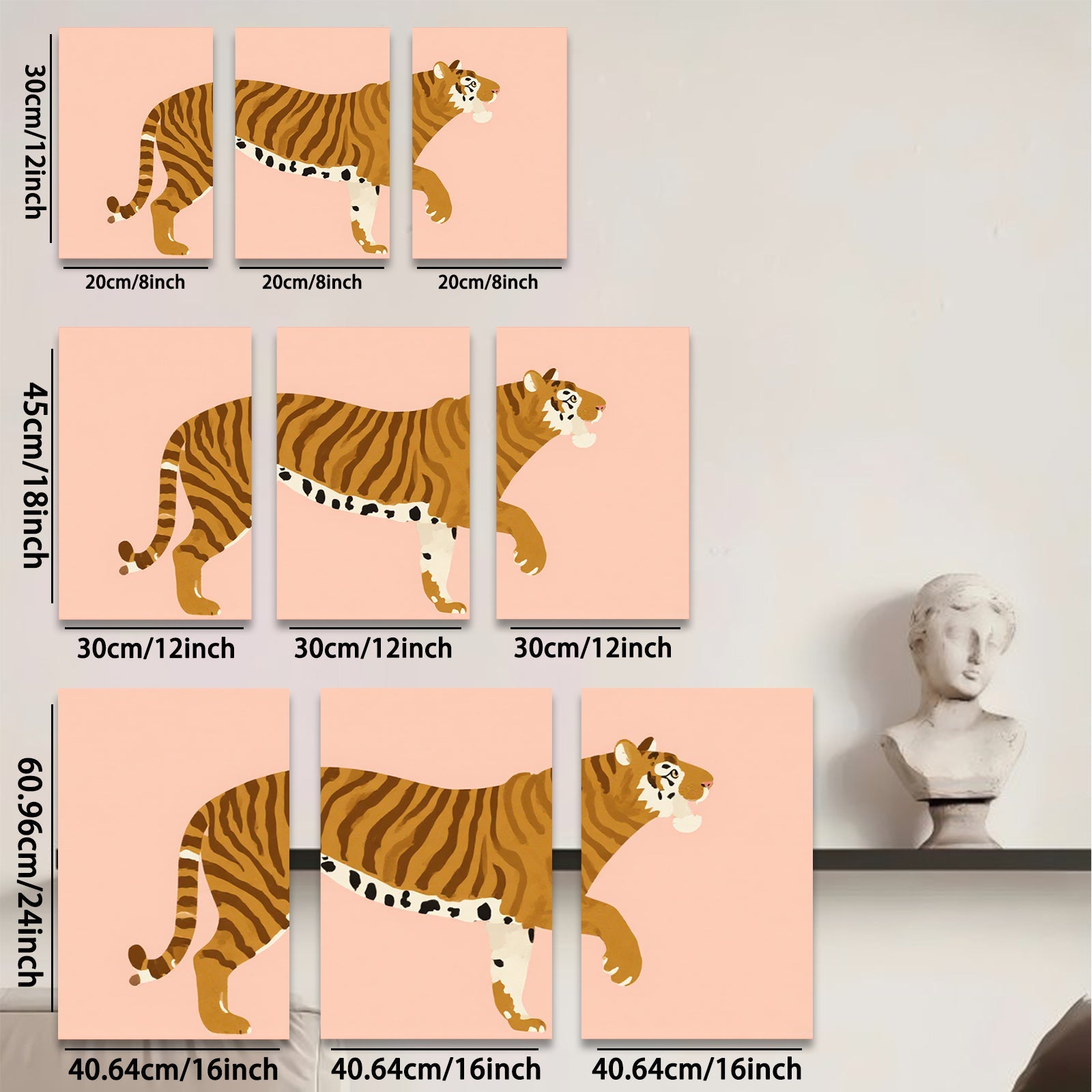 2D flat 1pc majestic tiger wall art canvas prints for living room bedroom office modern farmhouse decor gallery wrapped timeless statement
