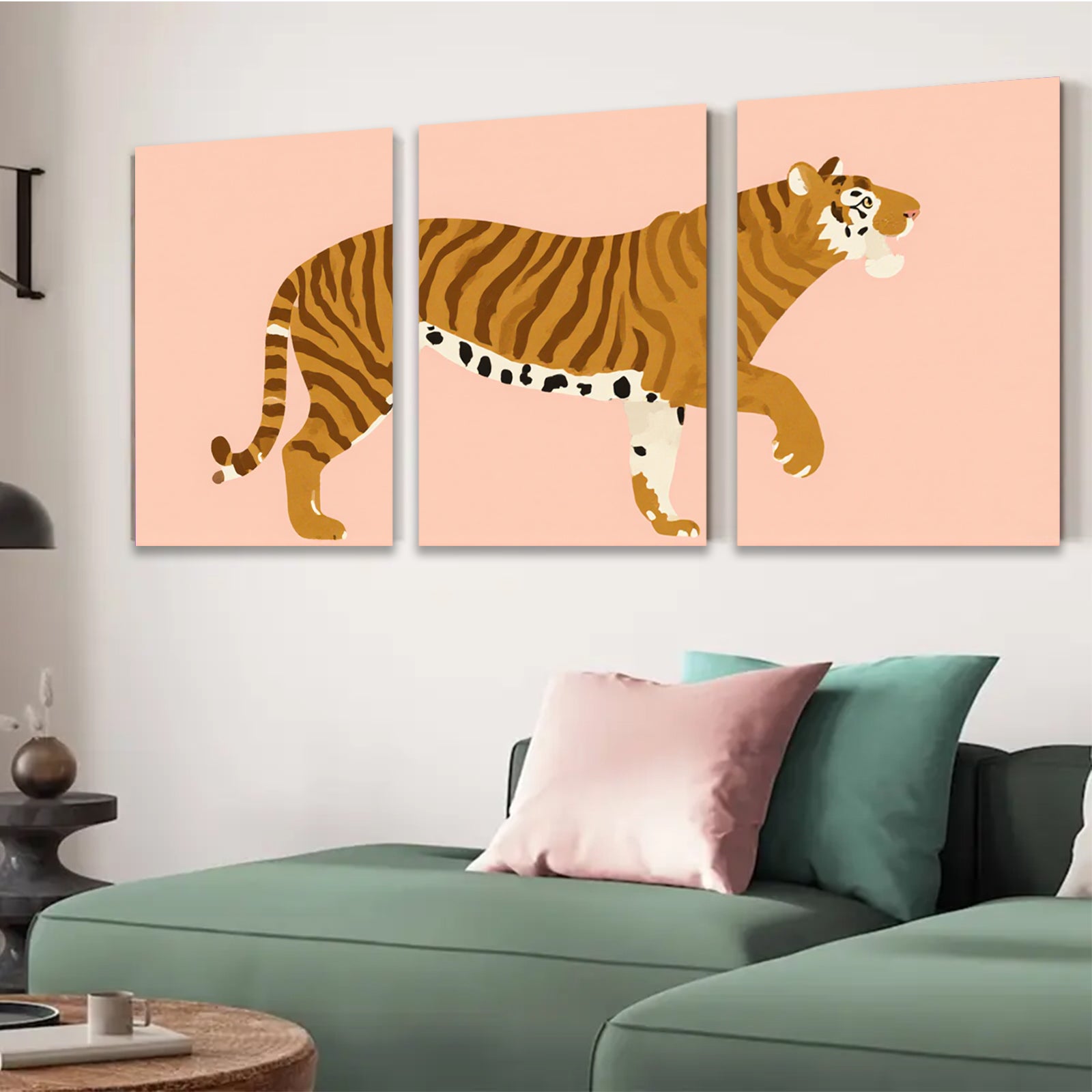 2D flat 1pc majestic tiger wall art canvas prints for living room bedroom office modern farmhouse decor gallery wrapped timeless statement