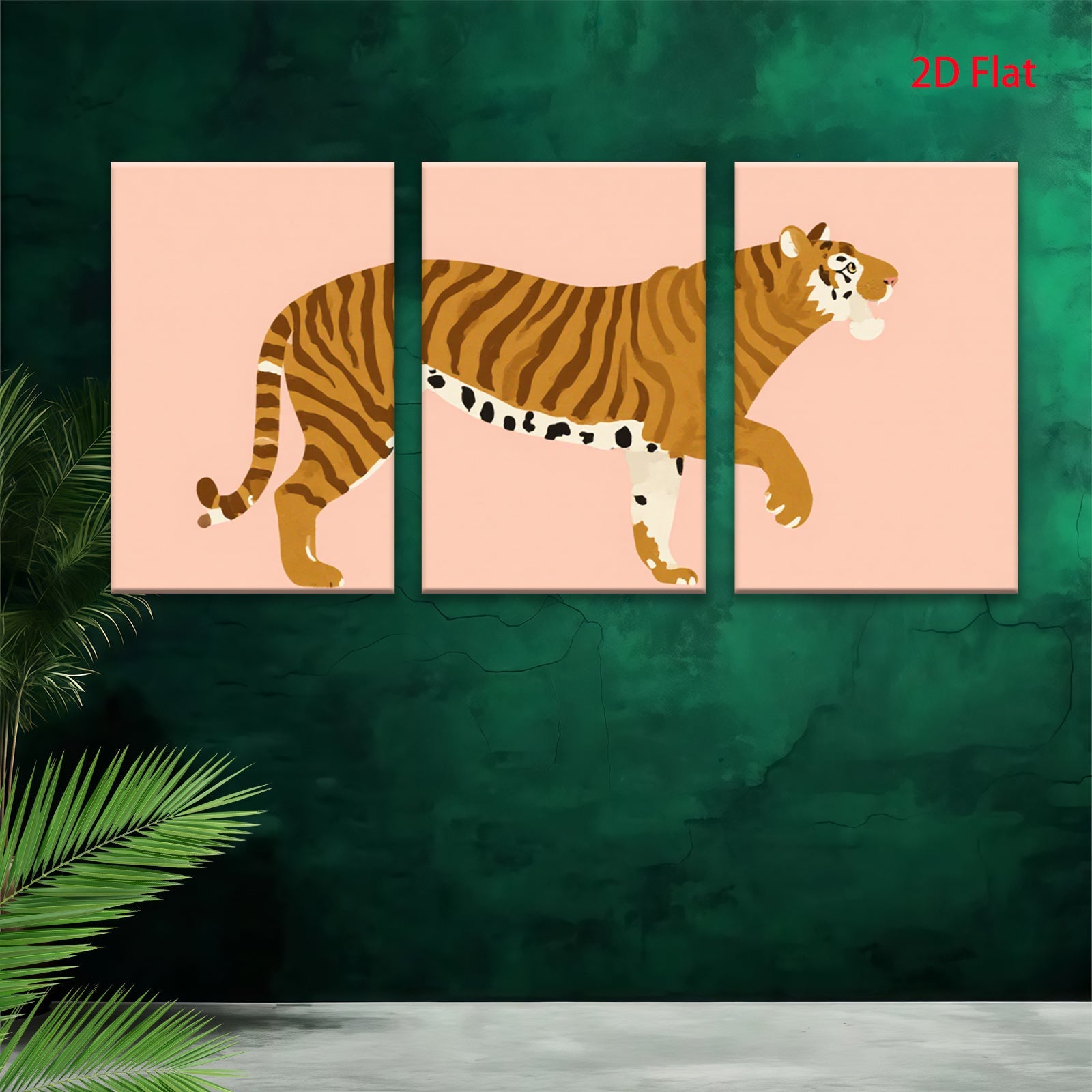 2D flat 1pc majestic tiger wall art canvas prints for living room bedroom office modern farmhouse decor gallery wrapped timeless statement