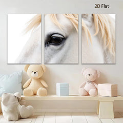 2D flat 1pc majestic white horse close up portrait farmhouse wall decor living room bedroom modern gallery wrapped canvas prints