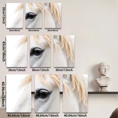 2D flat 1pc majestic white horse close up portrait farmhouse wall decor living room bedroom modern gallery wrapped canvas prints