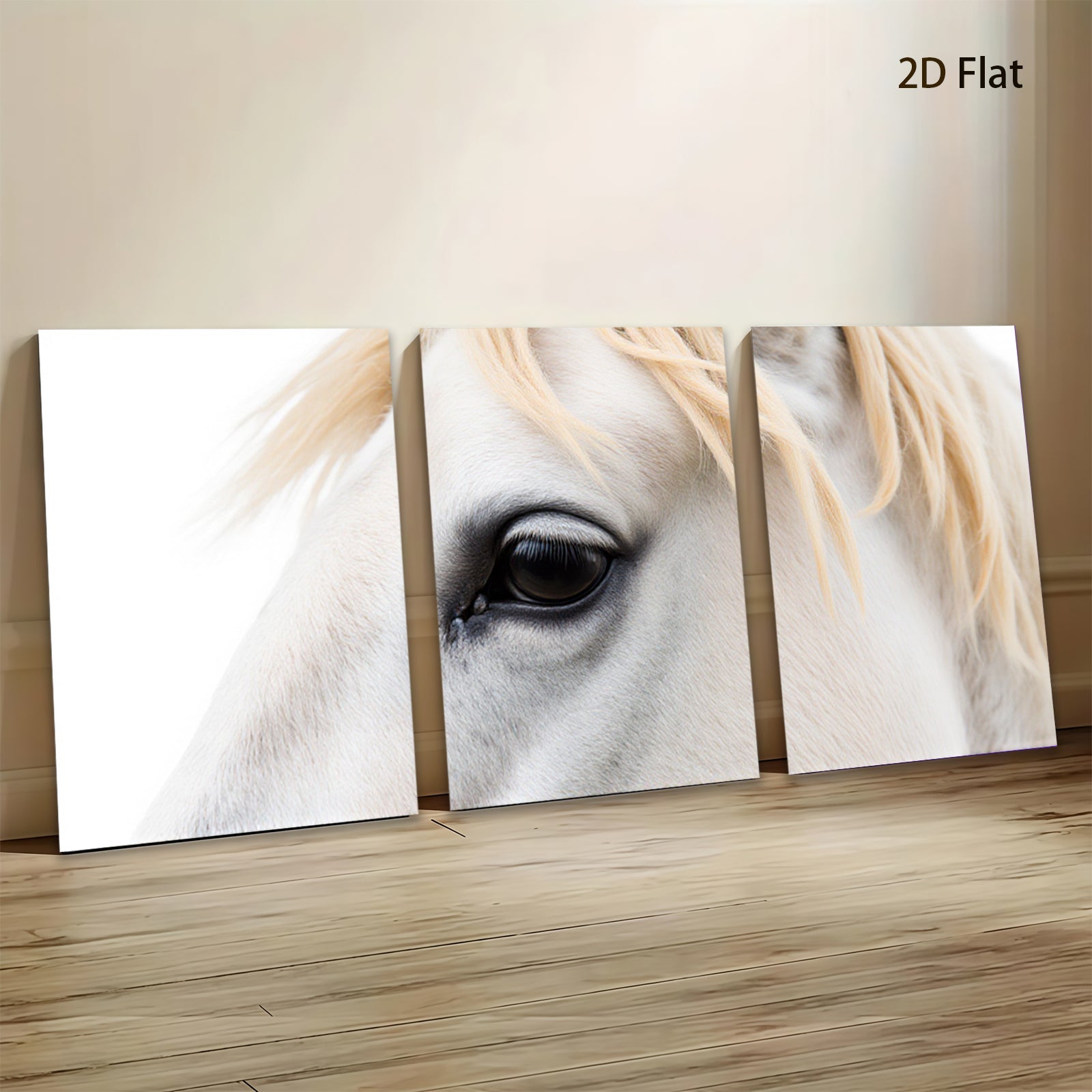 2D flat 1pc majestic white horse close up portrait farmhouse wall decor living room bedroom modern gallery wrapped canvas prints