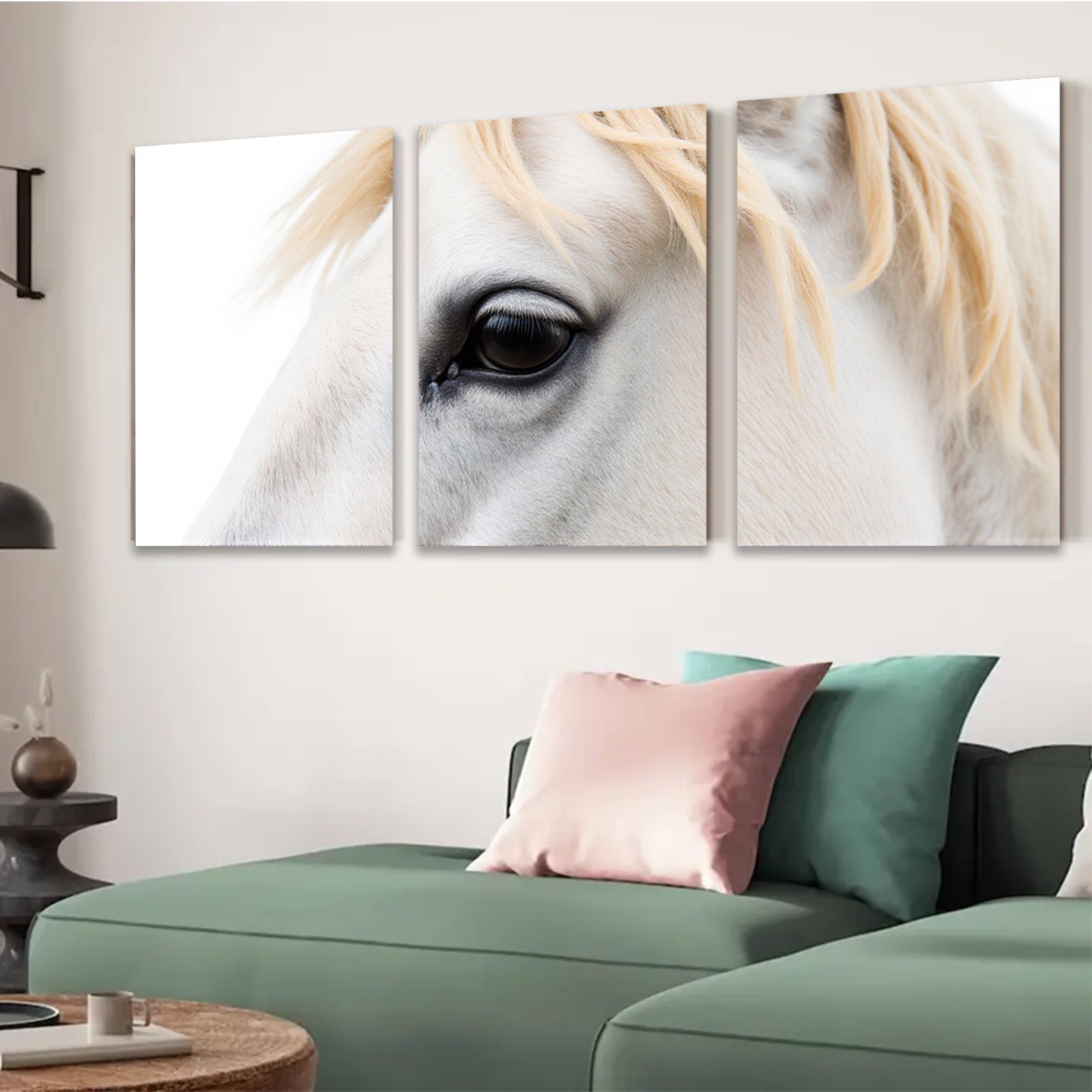 2D flat 1pc majestic white horse close up portrait farmhouse wall decor living room bedroom modern gallery wrapped canvas prints
