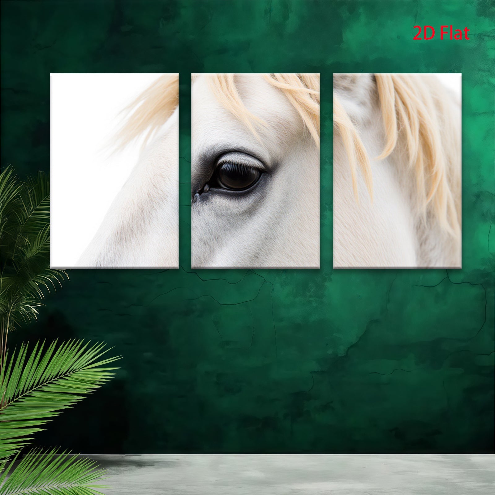 2D flat 1pc majestic white horse close up portrait farmhouse wall decor living room bedroom modern gallery wrapped canvas prints
