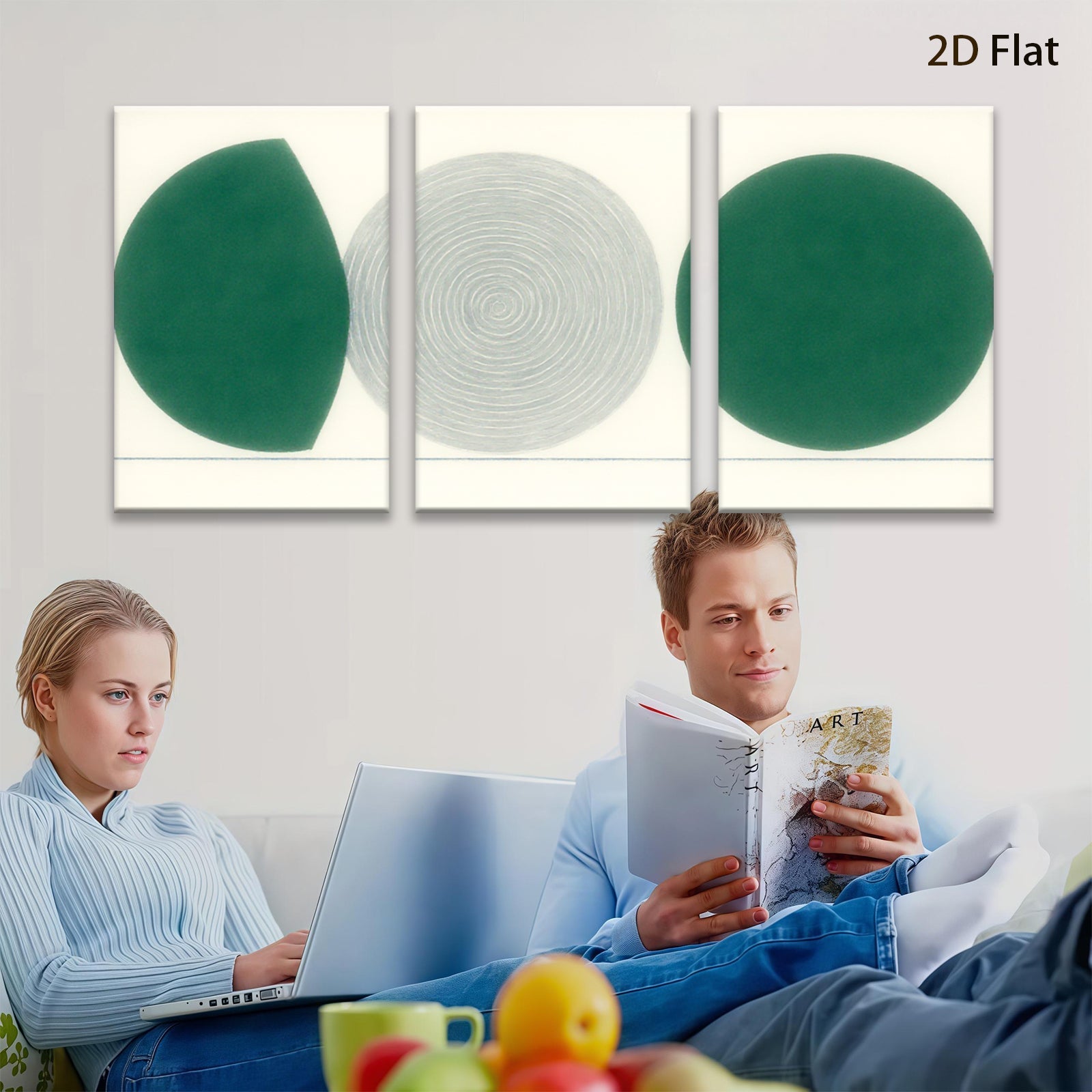 2D flat 1pc minimalist abstract circles modern wall art living room bedroom decor farmhouse style gallery wrapped canvas prints large size