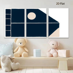 2D flat 1pc minimalist abstract geometric navy blue wall art modern farmhouse living room bedroom decor gallery wrapped canvas print statement piece