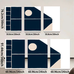 2D flat 1pc minimalist abstract geometric navy blue wall art modern farmhouse living room bedroom decor gallery wrapped canvas print statement piece