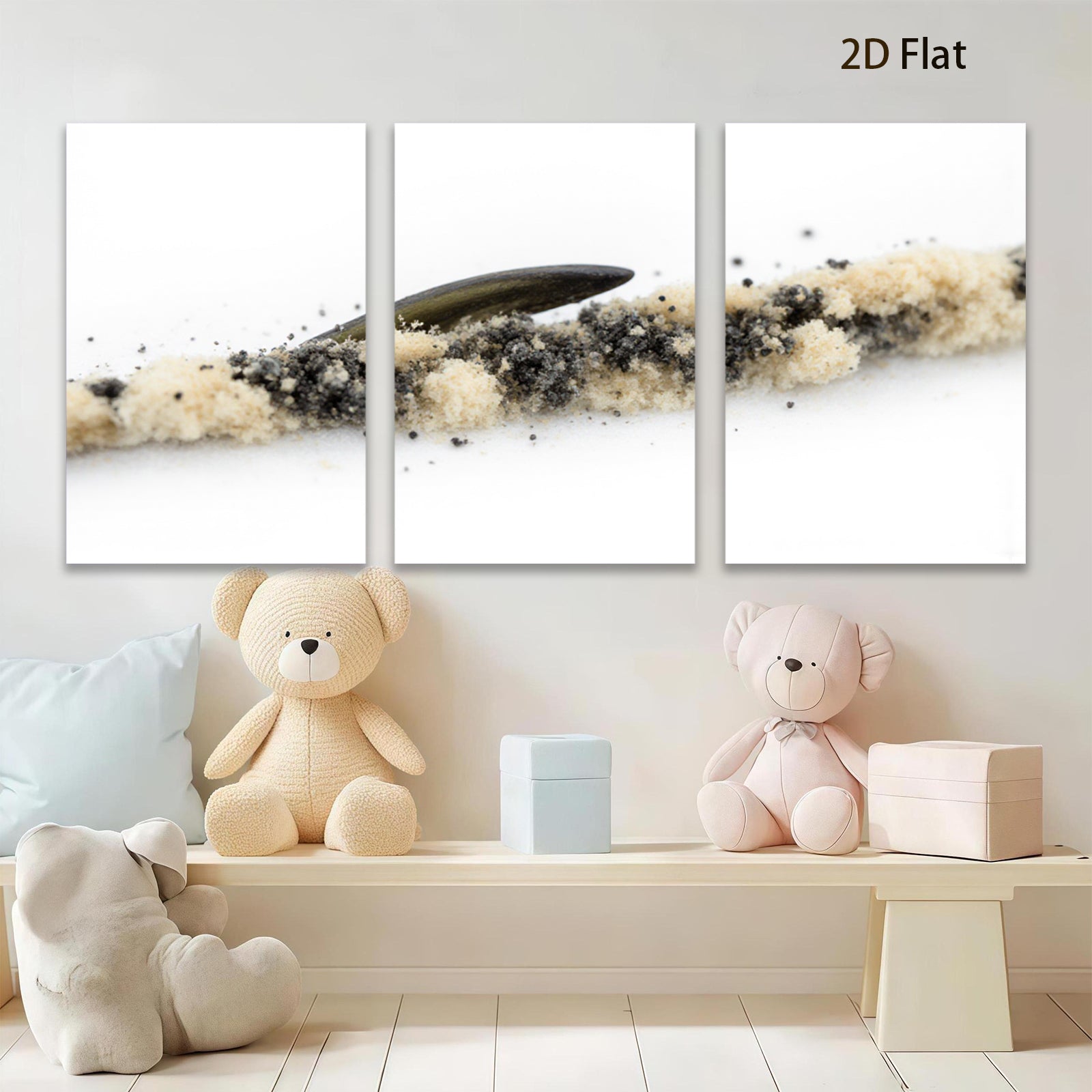 2D flat 1pc minimalist abstract textural wave beachcomber coastal wall art farmhouse decor living room bedroom modern gallery wrapped canvas print