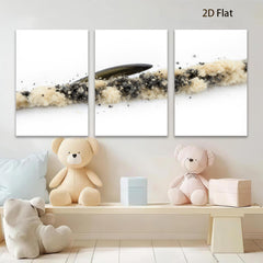 2D flat 1pc minimalist abstract textural wave beachcomber coastal wall art farmhouse decor living room bedroom modern gallery wrapped canvas print