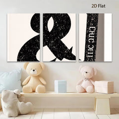 2D flat 1pc minimalist ampersand wall art modern black and white graphic design prints for living room bedroom office decor farmhouse style gallery wrapped canvas