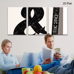 2D flat 1pc minimalist ampersand wall art modern black and white graphic design prints for living room bedroom office decor farmhouse style gallery wrapped canvas