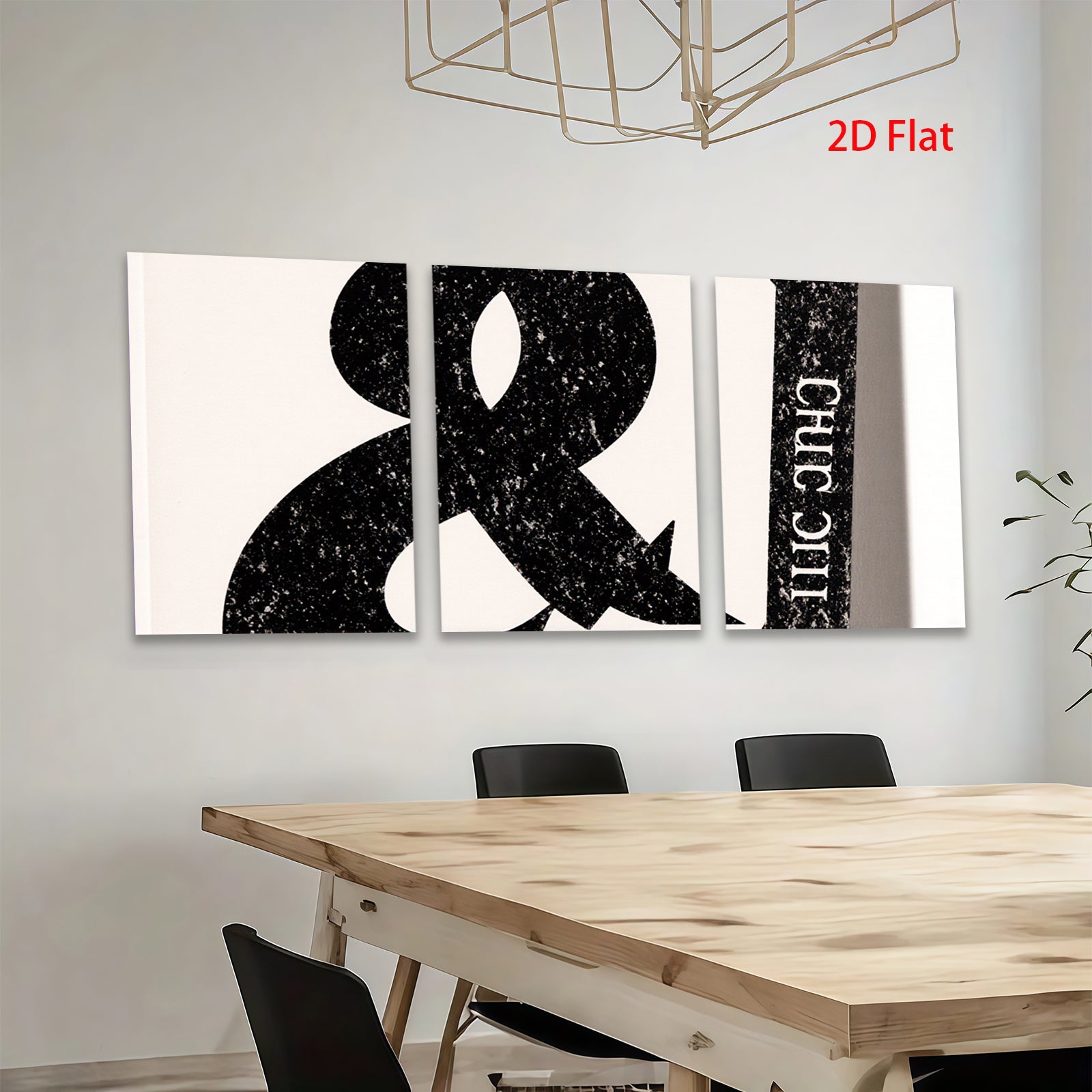 2D flat 1pc minimalist ampersand wall art modern black and white graphic design prints for living room bedroom office decor farmhouse style gallery wrapped canvas
