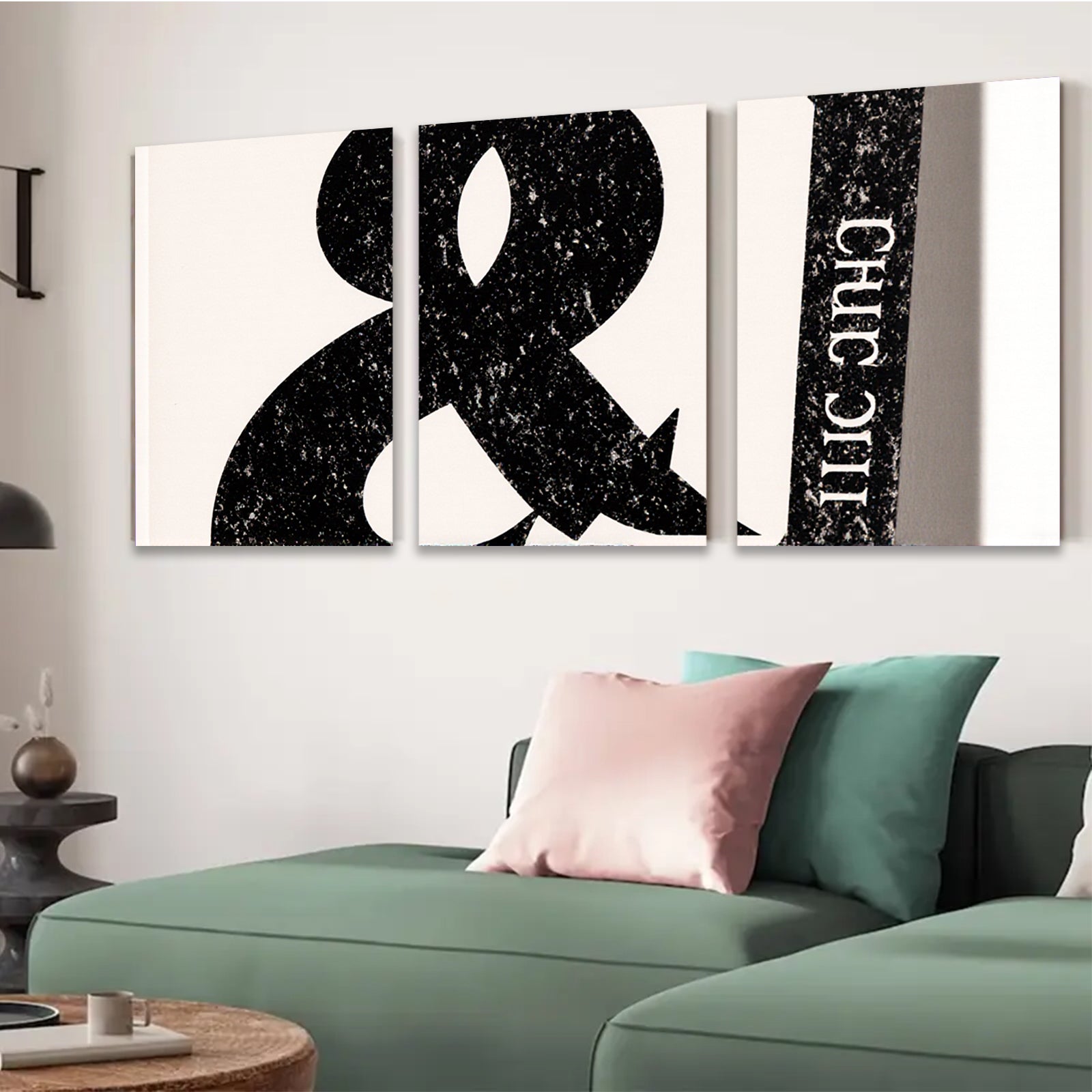 2D flat 1pc minimalist ampersand wall art modern black and white graphic design prints for living room bedroom office decor farmhouse style gallery wrapped canvas