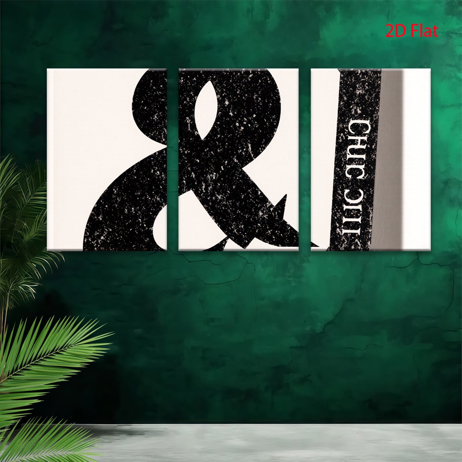 2D flat 1pc minimalist ampersand wall art modern black and white graphic design prints for living room bedroom office decor farmhouse style gallery wrapped canvas