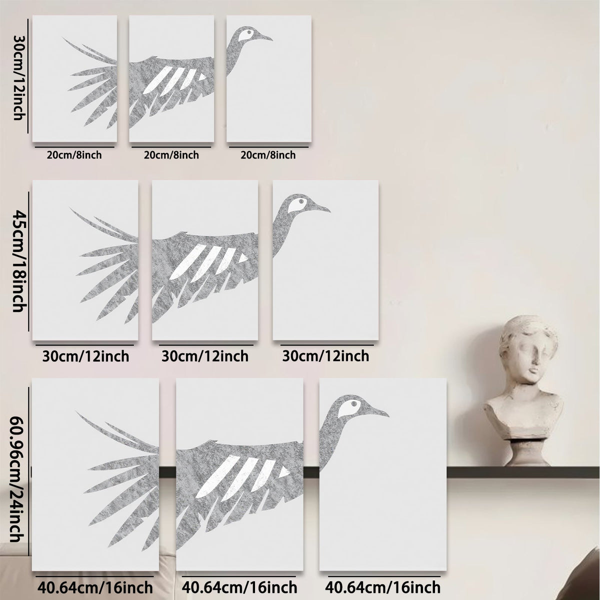 2D flat 1pc minimalist bird silhouette wall art modern farmhouse decor living room bedroom gallery wrapped canvas prints cozy home accent statement piece trending now