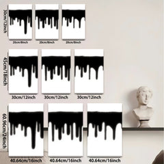 2D flat 1pc minimalist black drip wall art modern canvas print for living room bedroom home office decor farmhouse style gallery wrapped timeless statement piece