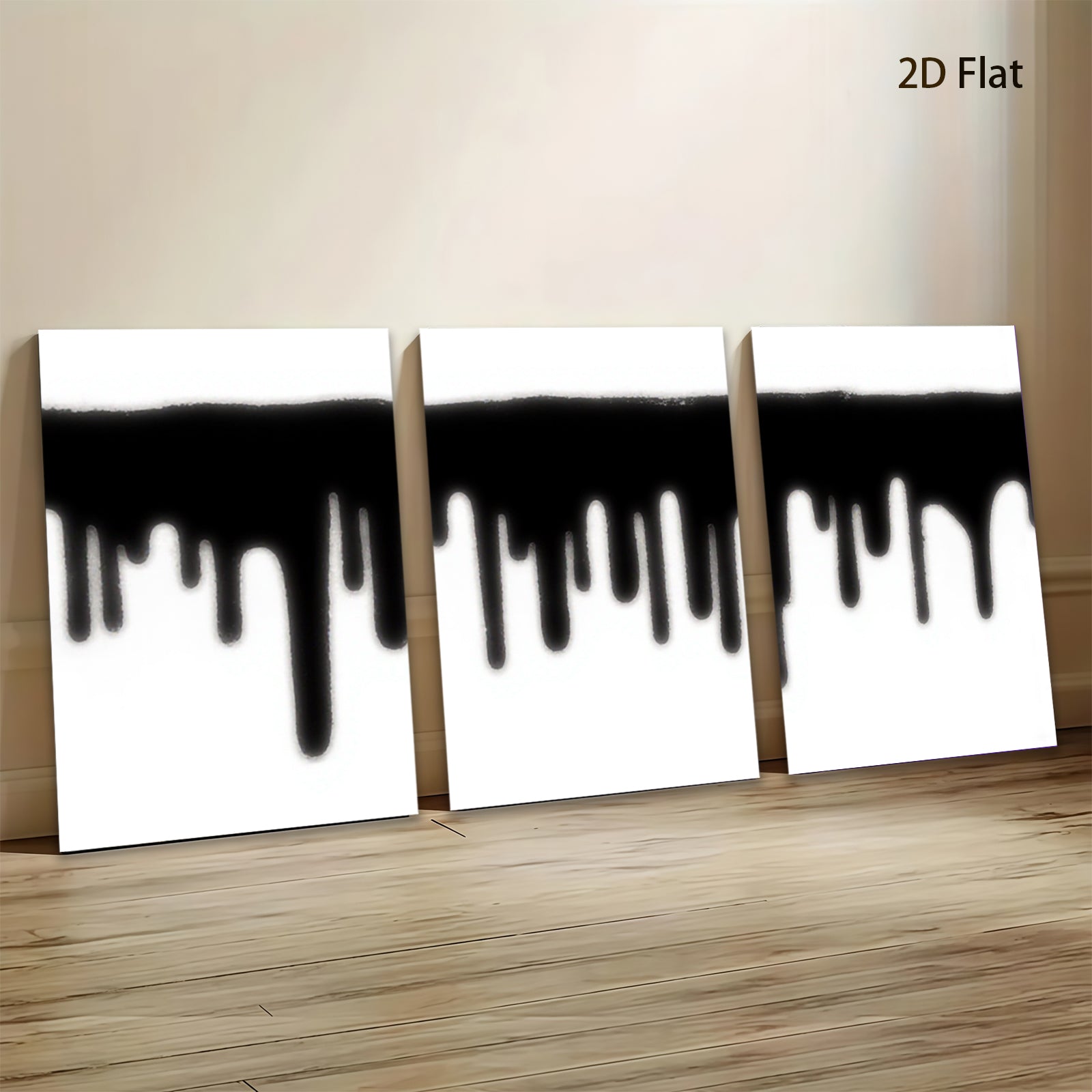 2D flat 1pc minimalist black drip wall art modern canvas print for living room bedroom home office decor farmhouse style gallery wrapped timeless statement piece
