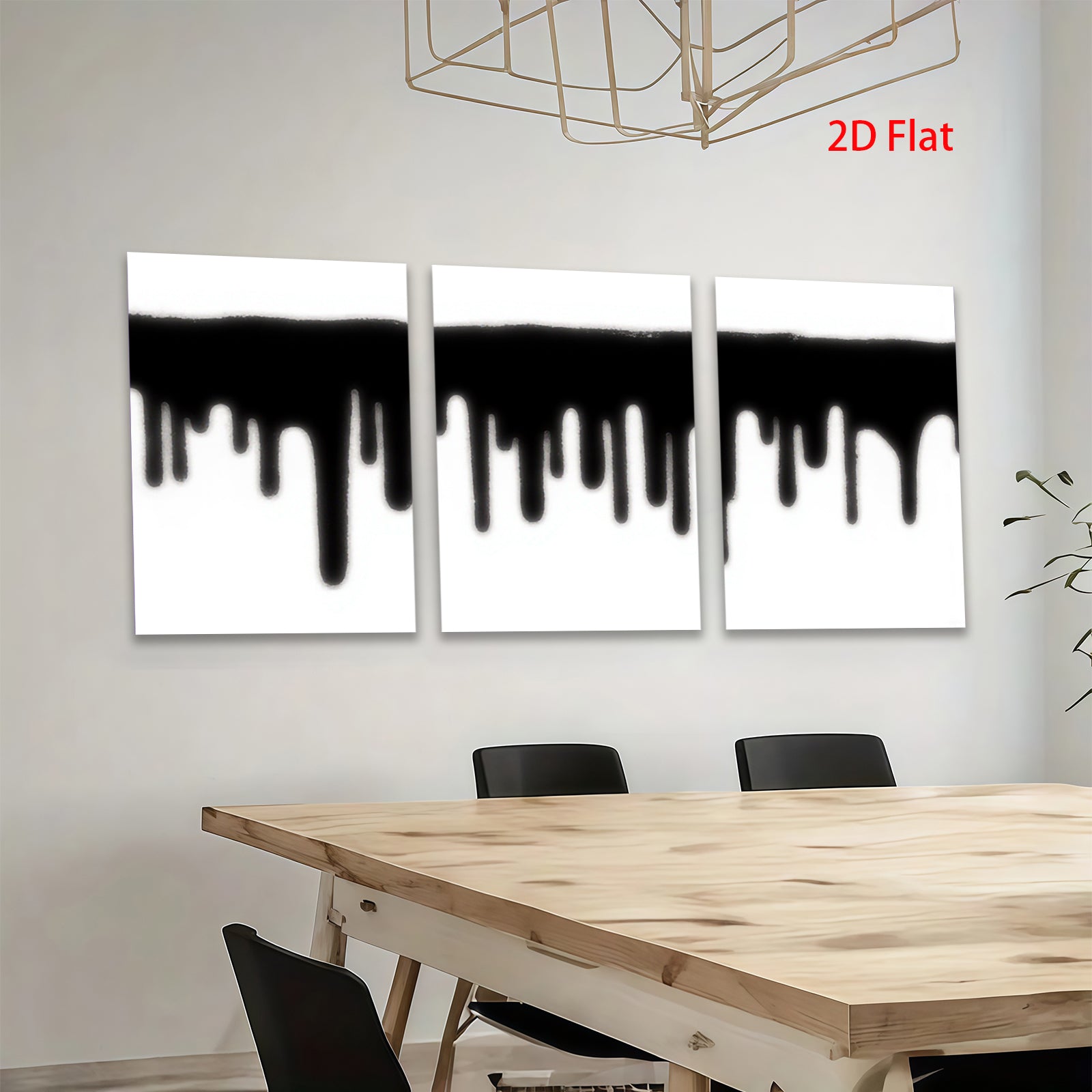 2D flat 1pc minimalist black drip wall art modern canvas print for living room bedroom home office decor farmhouse style gallery wrapped timeless statement piece