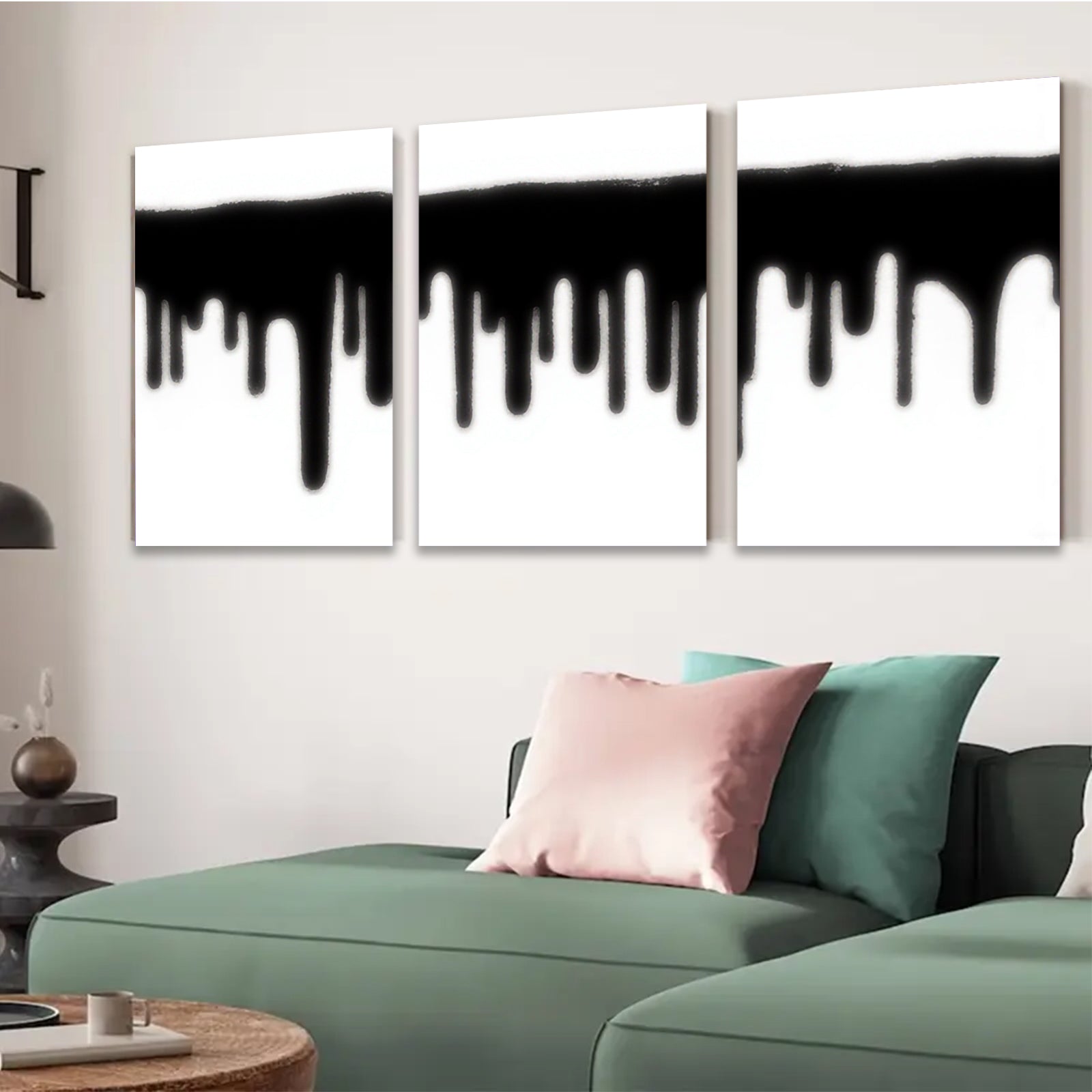 2D flat 1pc minimalist black drip wall art modern canvas print for living room bedroom home office decor farmhouse style gallery wrapped timeless statement piece