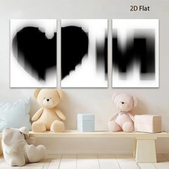 2D flat 1pc minimalist black heart wall art modern farmhouse decor bedroom living room canvas prints gallery wrapped ready to hang large size statement piece