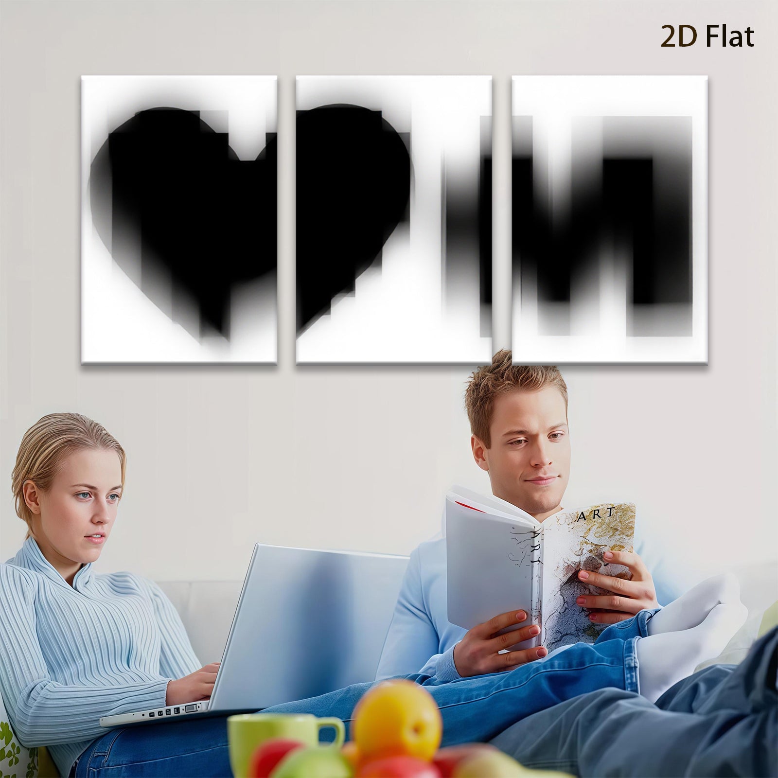 2D flat 1pc minimalist black heart wall art modern farmhouse decor bedroom living room canvas prints gallery wrapped ready to hang large size statement piece