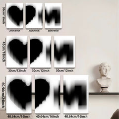 2D flat 1pc minimalist black heart wall art modern farmhouse decor bedroom living room canvas prints gallery wrapped ready to hang large size statement piece