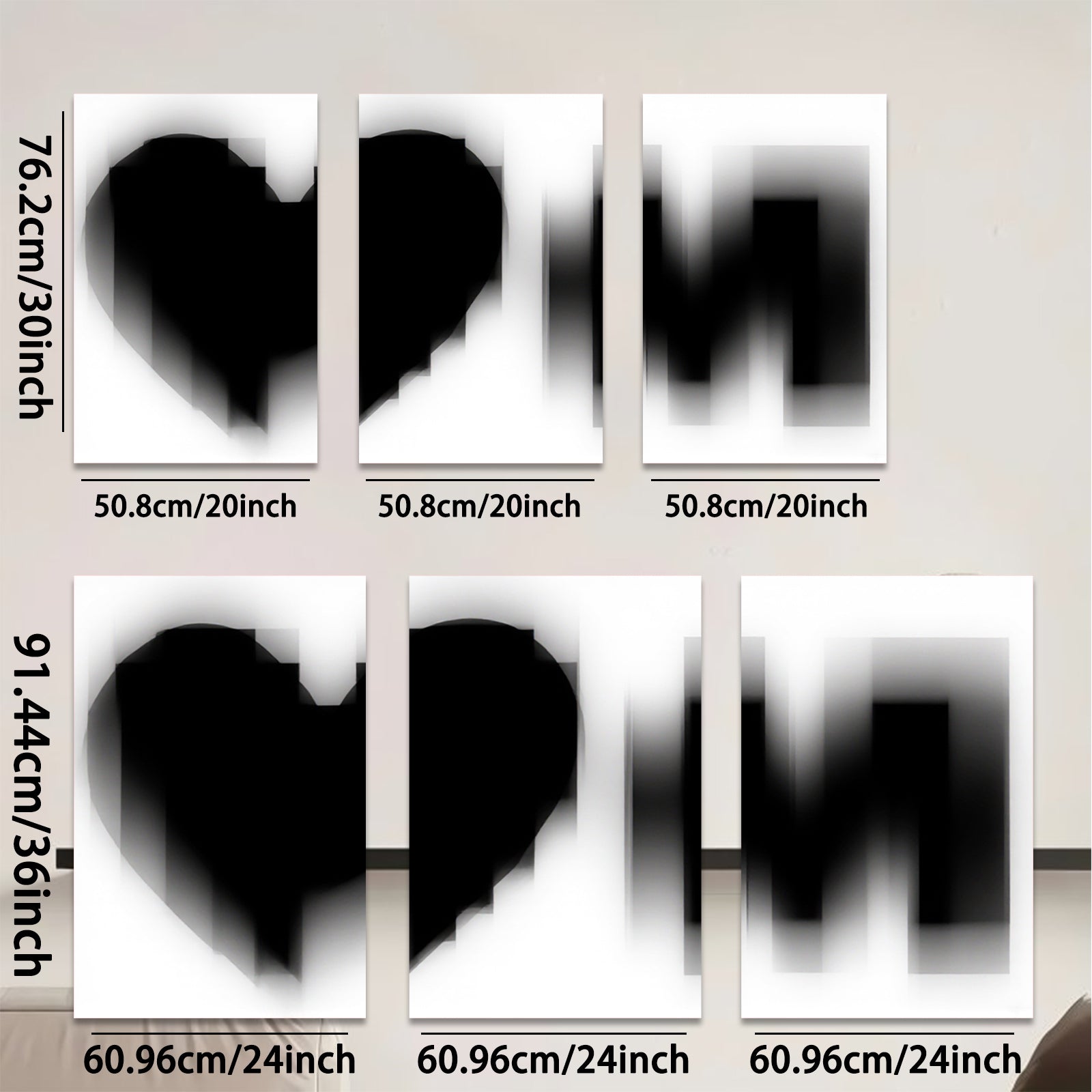 2D flat 1pc minimalist black heart wall art modern farmhouse decor bedroom living room canvas prints gallery wrapped ready to hang large size statement piece