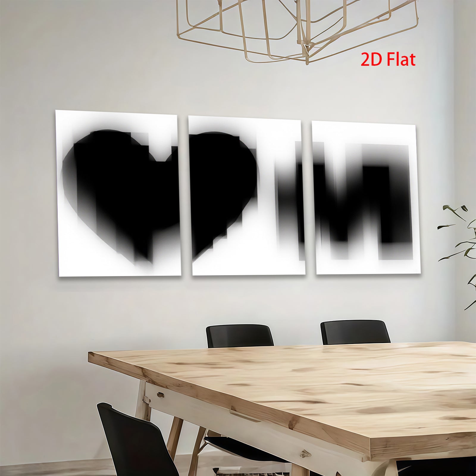 2D flat 1pc minimalist black heart wall art modern farmhouse decor bedroom living room canvas prints gallery wrapped ready to hang large size statement piece
